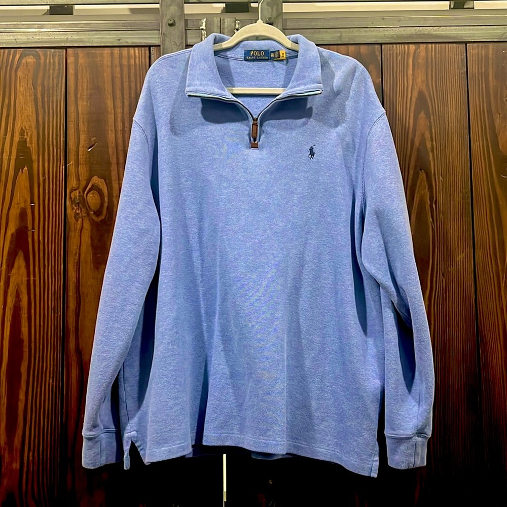 Light blue men's Polo Brand zip up sweater like new size XXL